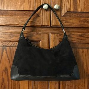 Black Suede and Leather Shoulder Bag
